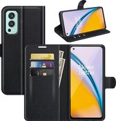 OnePlus Nord 2 Hoesje - MobyDefend Kunstleren Wallet Book Case - Zwart - GSM Hoesje - Telefoonhoesje Geschikt Voor: OnePlus Nord 2