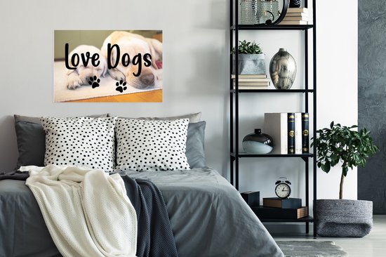 Poster Citation de Chiens 'Chiens d'amour' sur fond de deux labradors endormis - 60x40 cm