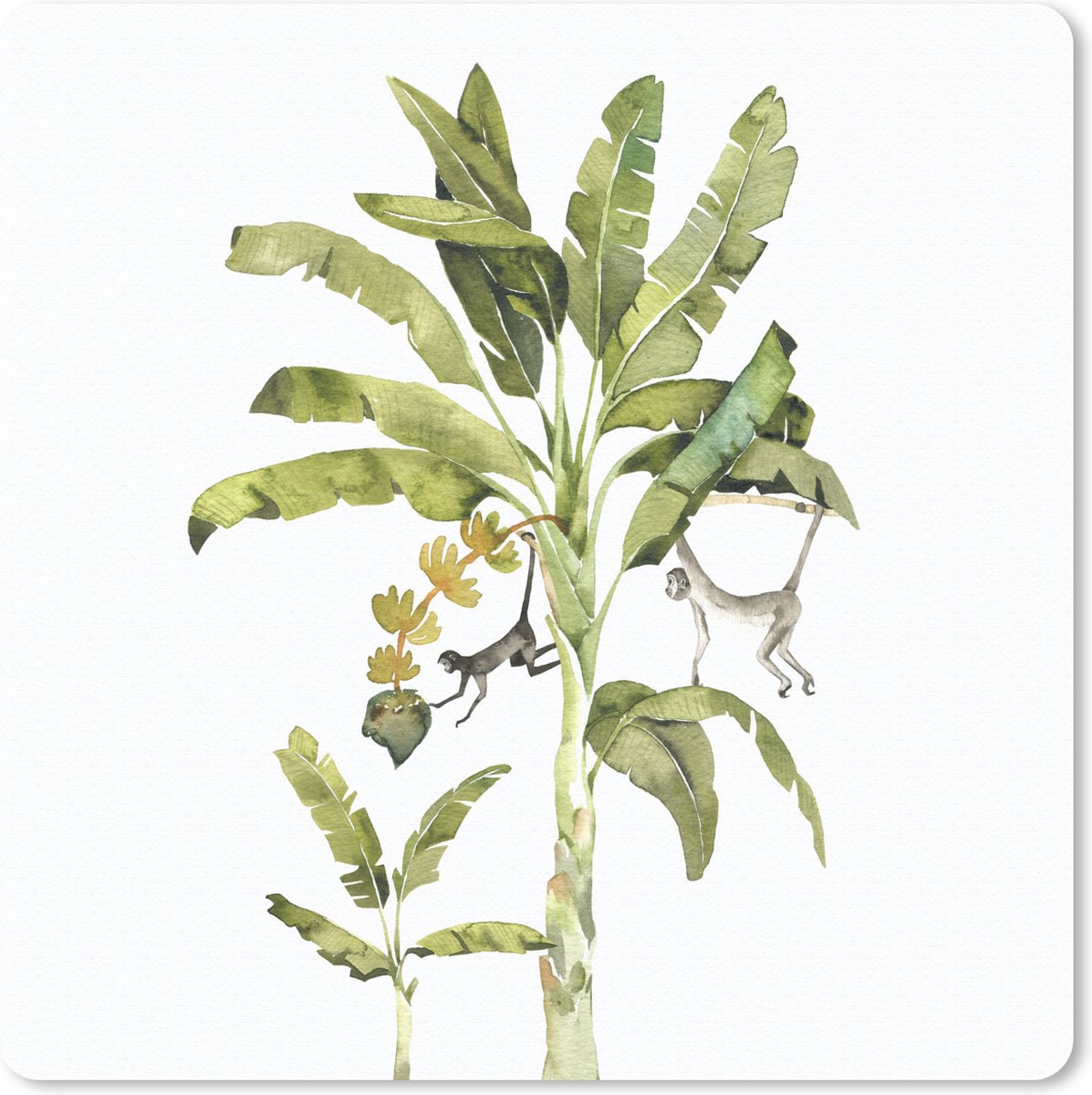 Muismat 30x30 cm - Mousepad Jungle - Palmboom - Aap - Muismatten