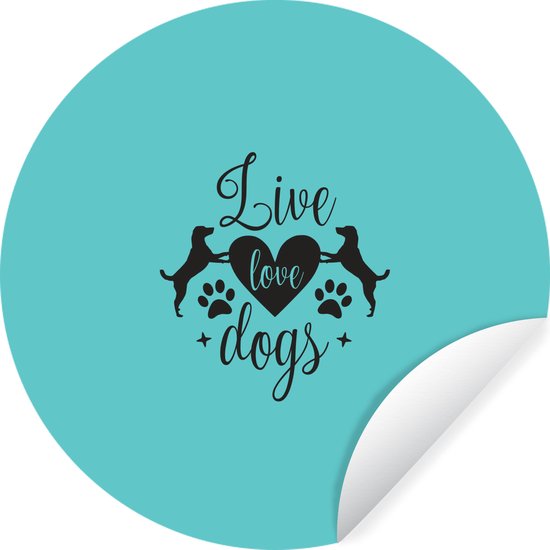 Citation De Chiens D Amour En Direct Sur Fond Bleu Sticker Mural Cercle Papier Peint Bol Com