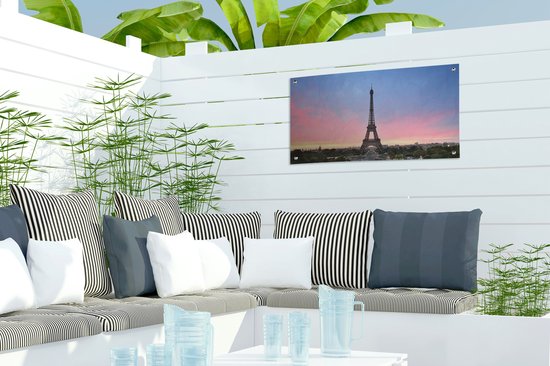 Affiche jardin Paris - Tour Eiffel - Soleil - 60x30 cm - Toile jardin - Affiche extérieure