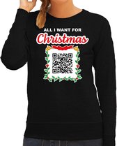 Kerst QR code kersttrui All I want: Punch you in the face dames zwart - Bellatio Christmas sweaters S