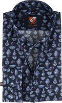 Suitable - Overhemd Smart China Donkerblauw - 39 - Heren - Slim-fit