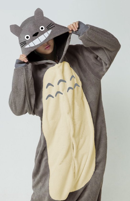 KIMU Onesie Grijze Muis Pak - Maat M-L - Jumpsuit Huispak Kigurumi Rat Kostuum Grijs Volwassenen Dames Heren Pyjama Overall Fleece Muizenpak Carnaval Carnavalspak