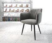 Gestoffeerde-stoel Elda-Flex met armleuning 4-poot conisch zwart fluweel grijs