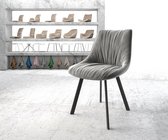Gestoffeerde-stoel Elda-flex 4-poot oval zwart fluweel grijs