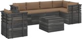 Decoways - 7-delige Loungeset met kussens pallet massief grenenhout