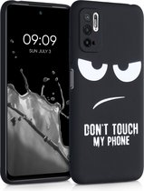 kwmobile hoesje voor Xiaomi Redmi Note 10 5G - backcover voor smartphone - Don't Touch My Phone design - wit / zwart