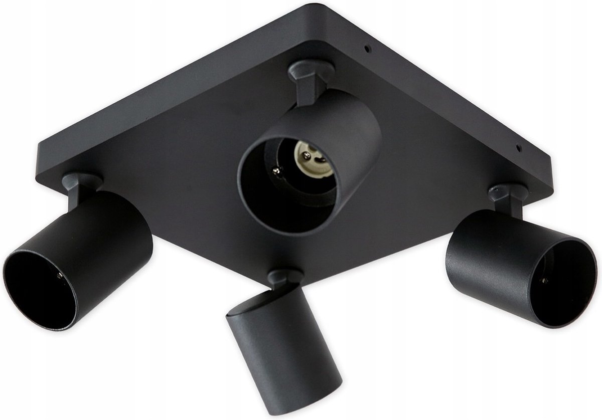 LvT - LED plafondspot mat zwart - 4 verstelbare spots - GU10 aansluiting