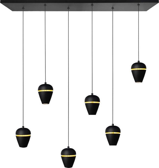 Highlight hanglamp Kobe 6L balk 120 cm - zwart