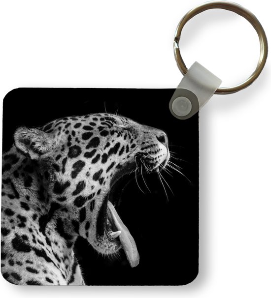 Sleutelhanger - Jaguar - Dier - Zwart - Wit - Plastic - Rond - Uitdeelcadeautjes