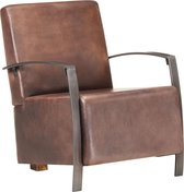 Fauteuil echt leer bruin 64x77x80 cm