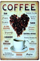 Retro Muur Decoratie uit Metaal Vintage Coffee 20x30cm 5151