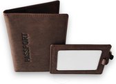 Matterwood 100% Leren paspoorthouder + leren kofferlabel - paspoort hoesje - paspoorthouder - bagagelabel - paspoorthoes - passport holder - geslaagd cadeau