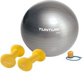Tunturi - Fitness Set - Neopreen Dumbbellset 2 x 1,5 kg - Gymball Zilver 65 cm