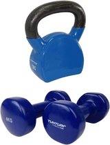 Tunturi - Fitness Set - Vinyl Dumbbell 2 x 4 kg - Kettlebell 12 kg