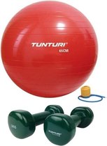 Tunturi - Fitness Set - Vinyl Dumbbell 2 x 2 kg  - Gymball Rood 65 cm