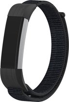 Nylon Smartwatch bandje - Geschikt voor Fitbit Alta / Alta HR nylon bandje - zwart - Strap-it Horlogeband / Polsband / Armband