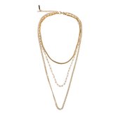 Drielaagse ketting van gold plated stainless steel