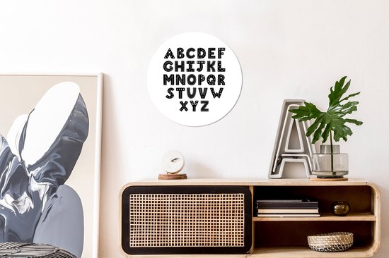 Illustration alphabet avec lettres décorées et noires Plaque murale en plastique - ⌀ 30 cm - peinture ronde - impression photo sur cercle mural en plastique (forex) / cercle vivant / (décoration murale)