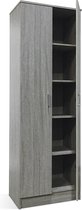 Kast Loek Grijs - Breedte 60 cm - Hoogte 180 cm - Diepte 40 cm - Met planken - Met openslaande deuren