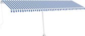 vidaXL - Luifel - vrijstaand - handmatig - uittrekbaar - 600x350 - cm - blauw - en - wit