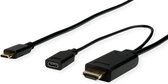 ROLINE USB type C - HDMI + USB C (PD) adapterkabel, M/M +F, 1 m