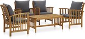vidaXL Ensemble de salon 5 pièces avec coussins en bois d'acacia massif