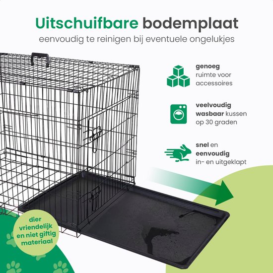 Gopets Caisse Pliable pour Chien M – Banc – Pour Chiens – Incl. Coussin pour chien – 2 portes – 76 x 48 x 53 cm