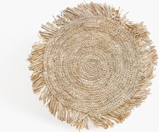 Set de Table Rond Seagrass Naturel avec Frange (43 cm)
