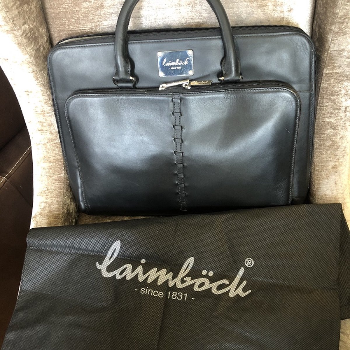 Laimbock lederen 15 inch laptoptas - tas | zwart lederen handtas | 40 x 30 cm topkwaliteit leer