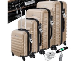 KESSER® 4x Koffer, reiskofferset, trolley koffer, incl. bagageweegschaal + bagagelabel rollend kofferslot, 4 wielen ABS, harde…