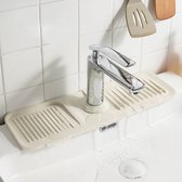 Repus - Tapis en Siliconen pour Robinet - Grande Pierre - Tapis Séchant - Vidange - Cuisine - Salle de Bain - Antidérapant - Taille: Large - 61x14CM - Wit Crème