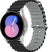 Mobigear Siliconen Watch bandje geschikt voor Smartwatch Bandje Gespsluiting | Mobigear Ocean - Universeel 20 mm aansluiting - Zwart /Grijs