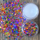 GetGlitterBaby® - Chunky Mix Festival Glitters voor Lichaam en Gezicht Rode Gele Blauwe Groene Paarse Face Body Jewels Glitter - Roze / Rood / Geel / Blauw / Oranje / Groen / Paars en Glitter HuidLijm