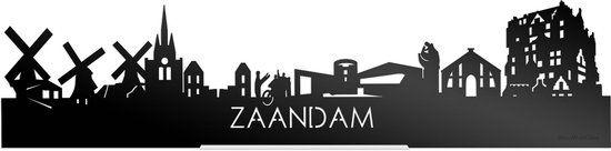 Standing Skyline Zaandam Zwart Glanzend - 60 cm - Woondecoratie design - Decoratie om neer te zetten en om op te hangen - Meer steden beschikbaar - Cadeau voor hem - Cadeau voor haar - Jubileum - Verjaardag - Housewarming - Interieur -