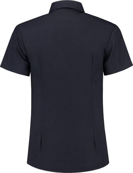 L&S Shirt poplin mix met korte mouwen voor dames dark navy - XL