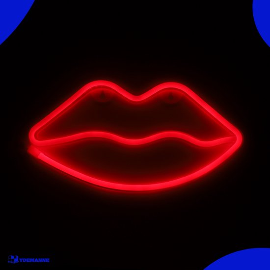 Neon Lamp - Lippen Rood - USB of Batterijen - Neon Verlichting - Neon Led Lamp - Neon Wandlamp
