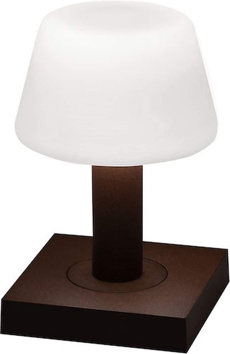 Oplaadbare tafellamp Monaco | 1 lichts | wit / bruin | 19 cm | accu / batterij | USB