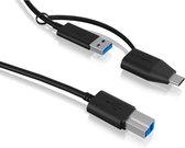 ICY BOX USB-kabel USB 3.2 Gen1 (USB 3.0 / USB 3.1 Gen1) USB-C stekker, USB-A stekker, USB-B stekker 1.00 m Zwart 60858