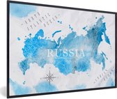 Fotolijst incl. Poster - Wereldkaarten - Rusland - Blauw - 60x40 cm - Posterlijst