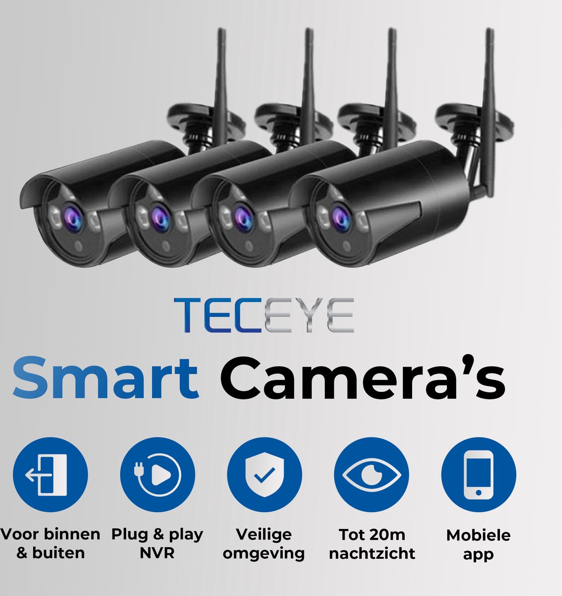 Compleet Camera Beveiliging Set met 4x Wifi IP Camera - Draadloos - + 2TB HDD - Beveiligingscamera voor Buiten - Bewakingscamera - – foto 3