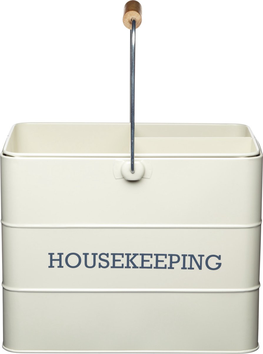KitchenCraft Living Nostalgia Metalen Schoonmaak mand - 33 x 21 x 26 cm - Antique Cream