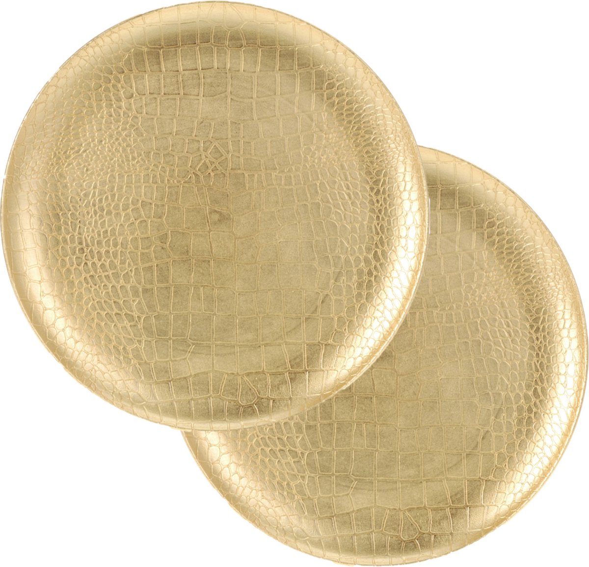 Excellent Houseware kerstdiner/diner onderborden- 8x- rond- goud -33cm -krokodil