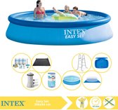 Intex Easy Set Zwembad - Opblaaszwembad - 396x84 cm - Inclusief Solarzeil, Onderhoudspakket, Zwembadpomp, Filter, Grondzeil, Solar Mat, Trap en Voetenbad