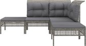 vidaXL - 5-delige - Loungeset - met - kussens - poly - rattan - grijs