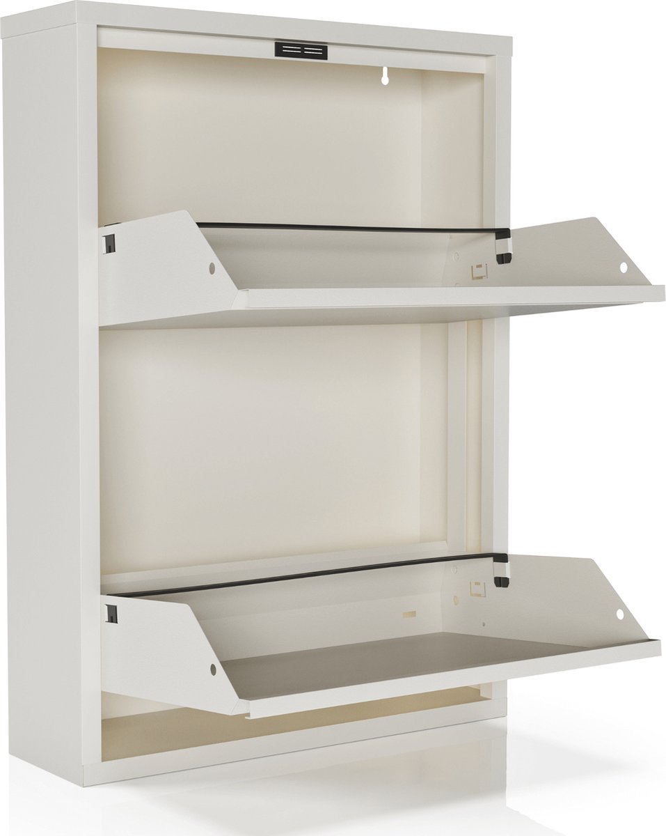Schoenenkast Bodi 2-vaks Wit (set van 2)