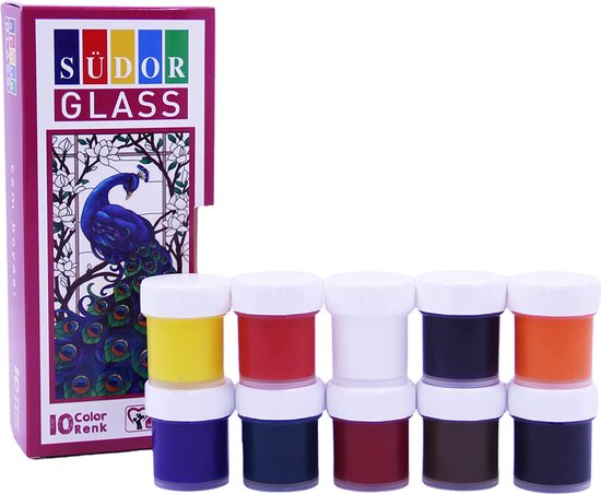 SÜDOR Glass color SD322S, set de peinture pour verre, 10 x 20 ml
