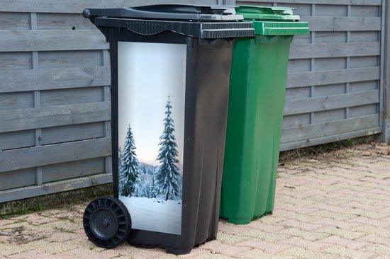 Autocollant pour conteneur Hiver - Neige - Arbres - 44x98 cm - Autocollant Kliko