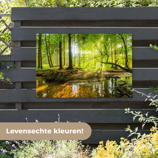 Affiche de jardin - Toile de jardin - Posters de jardin extérieur - Forêt - Paysage - Water - Arbres - Soleil - Vert - Nature - 120x80 cm - Jardin